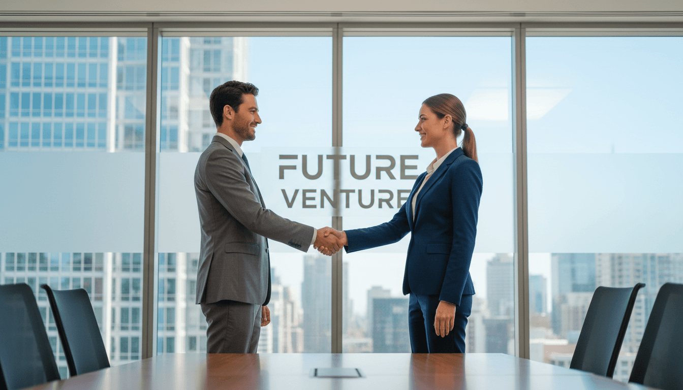 Business handshake in a modern office representing a successful partnership